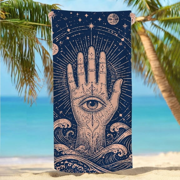 RKSupls 30x60inch Beach Towel Quickly Absorb Moisture - Mystic Hand Eye Universe Print, Ultra-Soft Microfiber Ideal for Bathroom beach yoga