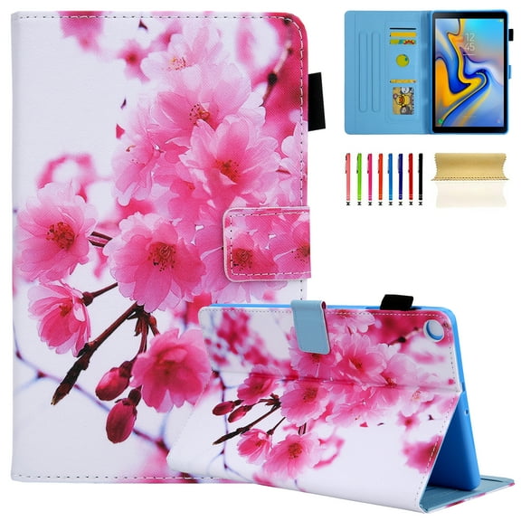 Galaxy Tab A 8.0 Case, Full-Body Protection Case Multi-Angle Viewing Stand PU Leather Folio Case for Samsung Galaxy Tab A 8.0 2019 Release Without S Pen Model T290 T295 T297,Pink Cherry
