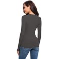 thumbnail image 4 of Women Long Sleeve Crew Neck/Scoop Neck Rayon Slim Fit Stretchy Layer T Shirts Tops, 4 of 4