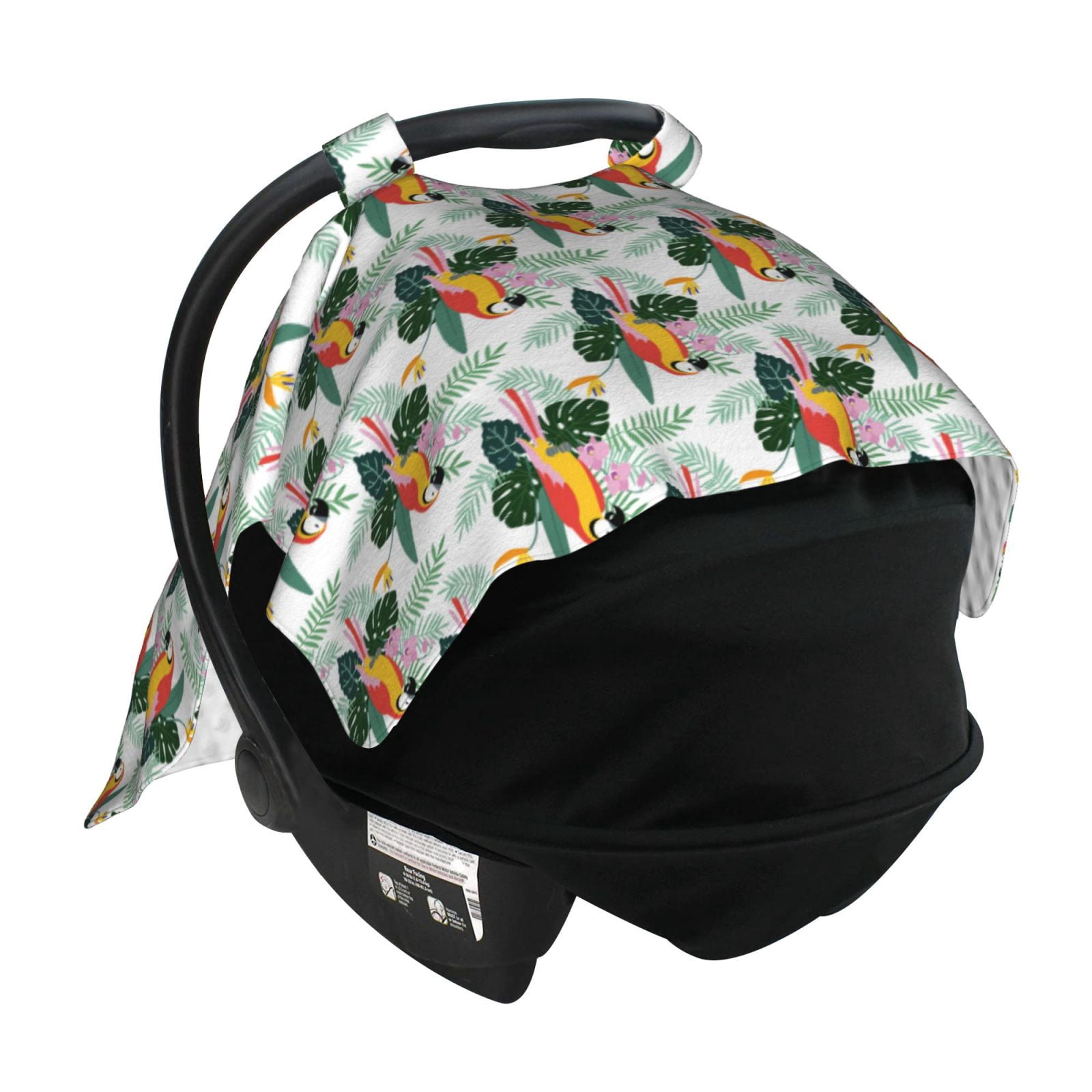 Car Seat Cover Baby - Colorful Parrot Flower Palm Leaf Breathable Infant Car Seat Cover for Baby Carseat, Lightweight Comfort Baby Essentials Must Haves Newborn Stuff for Girl Boy