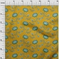 thumbnail image 2 of oneOone Viscose Jersey Dark Yellow Fabric Leaves & Flower Floral Sewing Material Print Fabric By The Yard 60 Inch Wide, 2 of 5