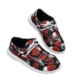 thumbnail image 4 of Womens Round Toe Holiday Canvas Sneakers Halloween Ghost Pattern Elastic Lace Up Flat Daily Casual Shoes Red 42, 4 of 5