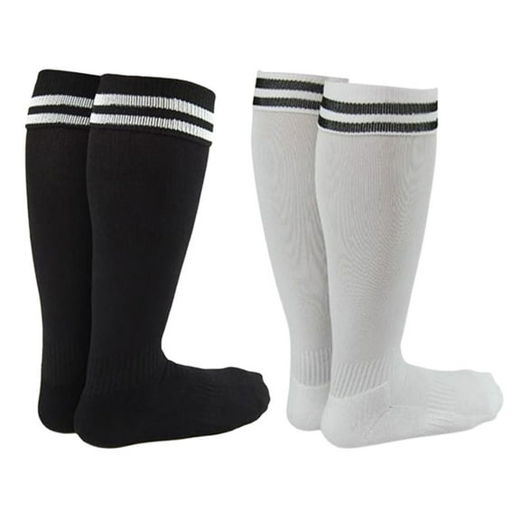 Lian LifeStyle Exceptional Girl's 2 Pair's Knee High Sports Socks for Soccer, Softball, Baseball, and Many Other Sports XL002 Size M,Black, White