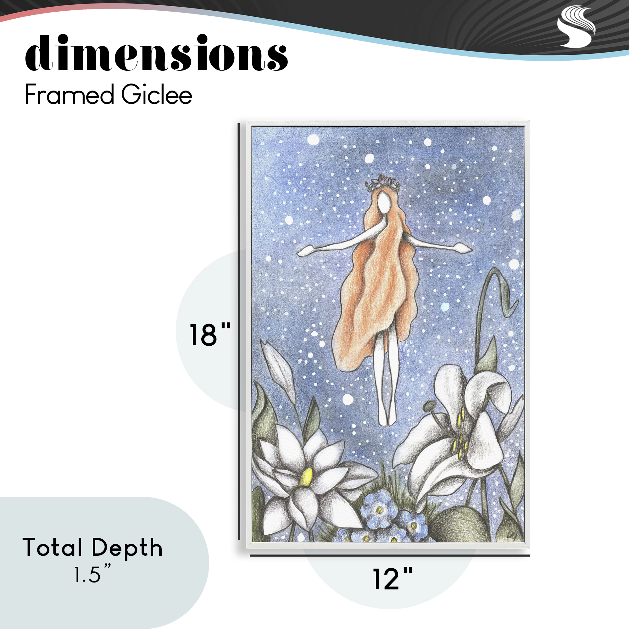 Mystical Garden Fairy Sparkle White Framed Giclee Art, design by Cecilia Battaini