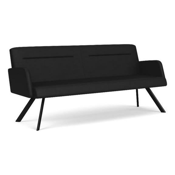 Willow Lounge Lobby Reception Waiting Room Healthcare Sofa / Black Steel / Black