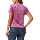 thumbnail image 3 of Camiseta de terciopelo de mujer Inspire Chic para fiesta, cuello redondo, manga corta, casual, S, rosa intenso, 3 of 6