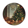 thumbnail image 1 of Christmas Mouse Pad for Computers, Vintage Ambiance Big Old Fashioned Window Xmas Tree Various Presents, Round Non-Slip Thick Rubber Modern Gaming Mousepad, 8" Round, Brown Red Green, by Ambesonne, 1 of 2