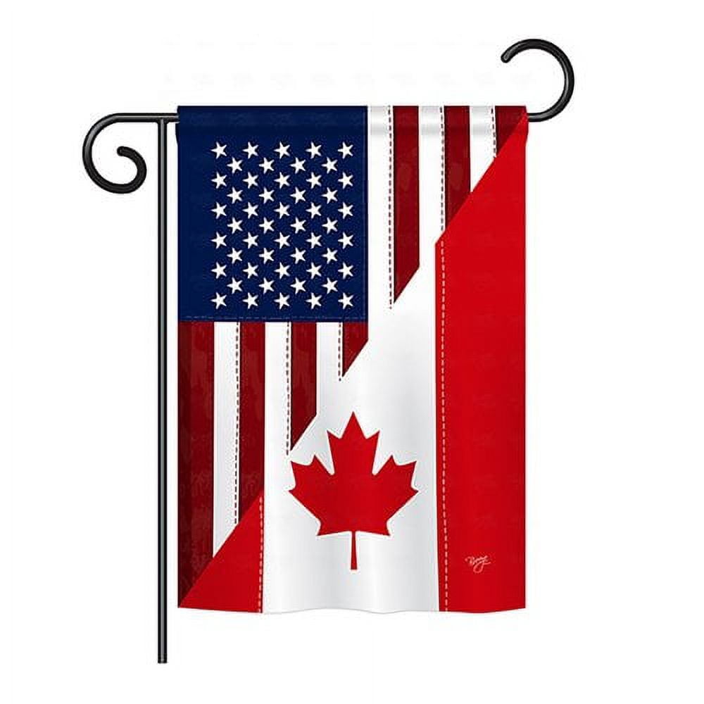 Breeze Decor 08190 US Canada Friendship 2-Sided Vertical Impression House Flag - 28 x 40 in.