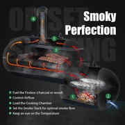 Brand Man Offset Smoker Charcoal Grill, Heavy Duty Wood Barrel BBQ Grill Smoker Combo with Side Box