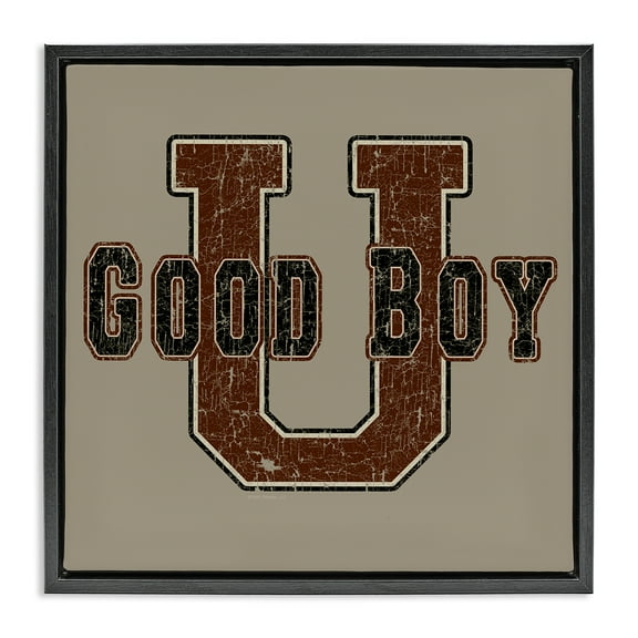 Stupell Industries Good Boy U Vintage Novelty & Humor Painting Black Floater Framed Canvas Art Print Wall Art, 18 x 18