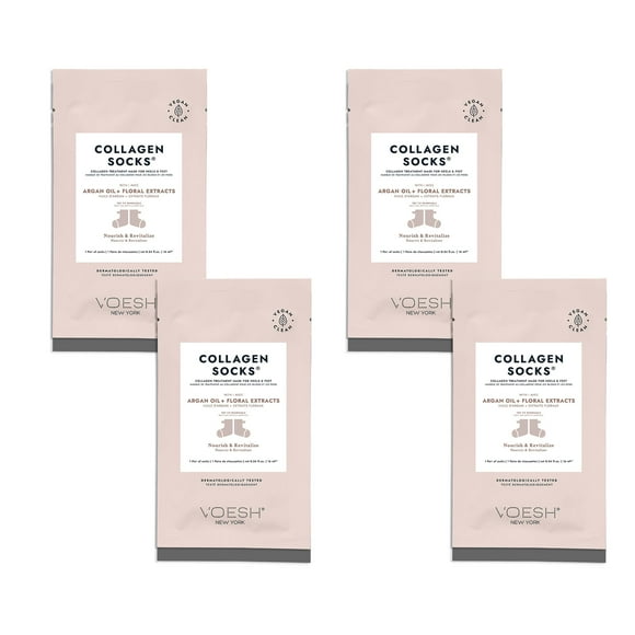 VOESH Calcetines de Colágeno Calcetines de Colágeno para Pies Secos Paquete de 4 Calcetines Hidratantes para Reparación de Talones Agrietados Tratamiento de Pedicura de Spa Calcetines de Spa Mascarill