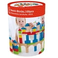 thumbnail image 3 of Hape: Build Up & Away Blocks - 100 pcs - Assorted Wooden Set, 4 Different Colors In Various Shapes, Classic Building Pieces, Toddler & Kids Ages 1+, 3 of 9