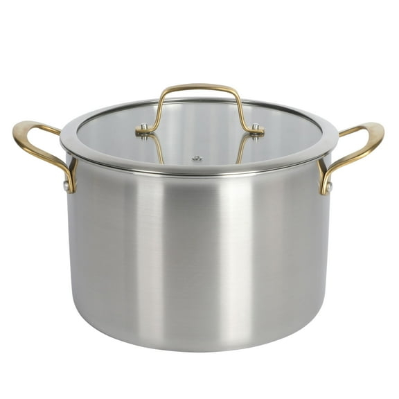 Martha Stewart Midvale Stainless Steel 8 quart Stock Pot with Gold Handle