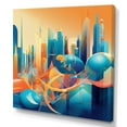 thumbnail image 2 of DESIGN ART Designart "Blue And Orange Retro Radiance I" City Art Deco Canvas Prints 24 in. wide x 24 in. high, 2 of 5