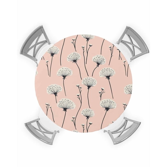 nqOlkjepod Dandelion Flowers Round Tablecloth, Fitted Table Cover with Elastic for 55"-60" Round Tables, Fall Spring Botanical Country Plant Table Cloth Outdoor Dinning Party Waterproof Tablecloths