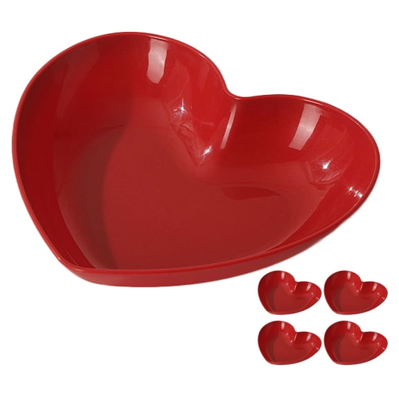 HONMEET Heart Shaped Plate Red 5Pcs 8.7X7.9X1.6In