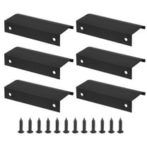 Uxcell Mount Finger Edge Pull 80mm/3.15" Concealed Handle Cabinet Edge Pulls with Screws, Black 6 Pack