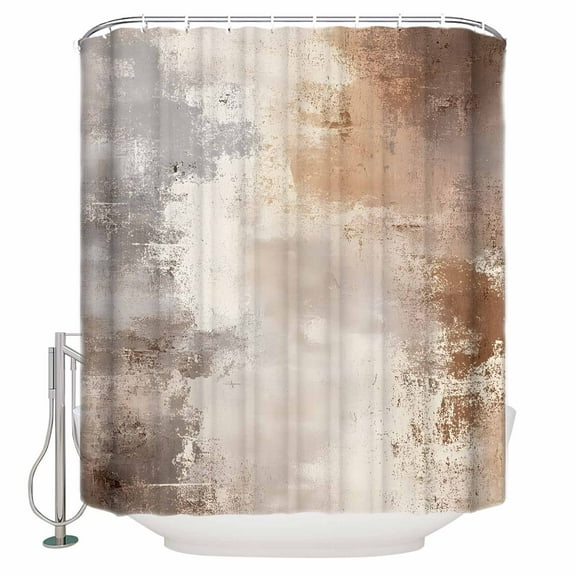 Small Stall Shower Curtain 36x78 Inch Narrow Half Size Brown Bath Curtains Bathroom Decor Modern Contemporary Abstract Art Waterproof Fabric Shower Curtain Set with Hooks 36 Inch