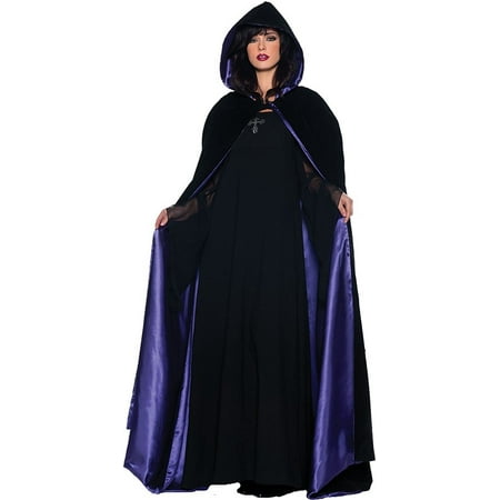 Gothic Deluxe Velvet & Satin Cape Vampire Costume, Black/Purple, 63