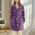 thumbnail image 6 of Tnhcen Women's Fleece Robe Plush Long Hooded Sleepwear Bathrobe Loungewear Soft Thermal Kimono Cozy Outfit with Pockets Customization Available Purple, 6 of 6