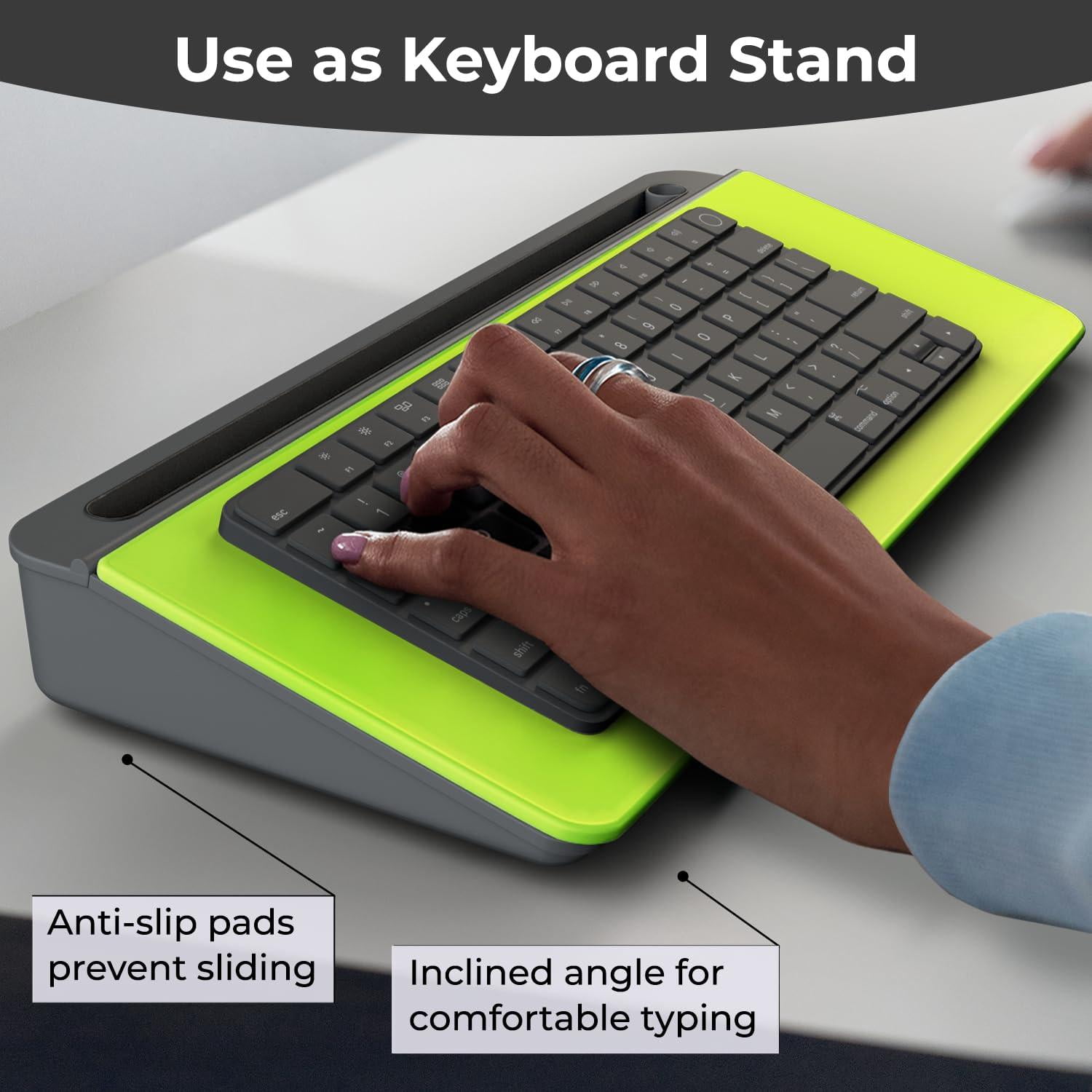 Neon Green Glass Desktop Whiteboard With Storage - Dry Erase Board  Work Desk Organizers Computer Stand Home Office Accessories Workspace Buddy + 3 Markers