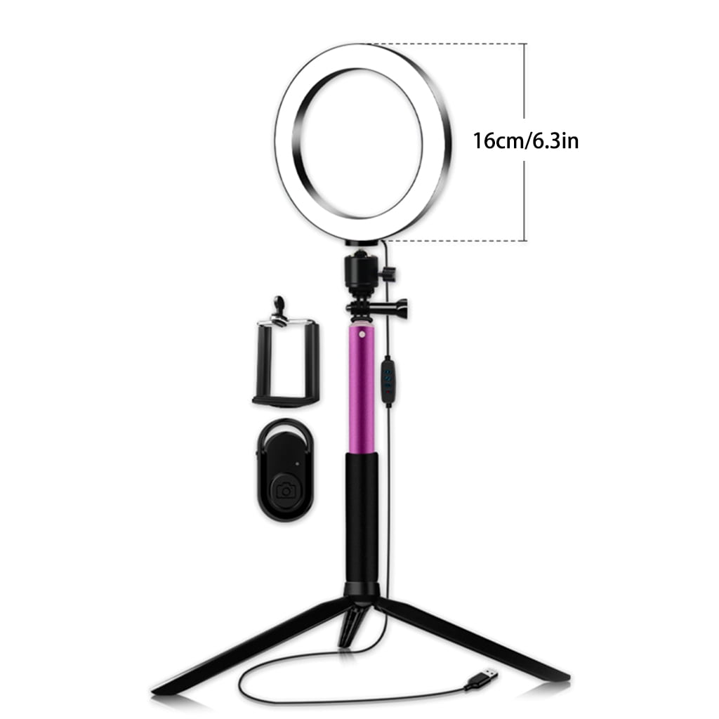 AOOOWER 14.5cm/16cm/20cm LED Ring Lamp with Tripod Stand and Selfie Stick Kit Mobile Phone Live Broadcast Selfie Fill Light Vlog Video Photography Light