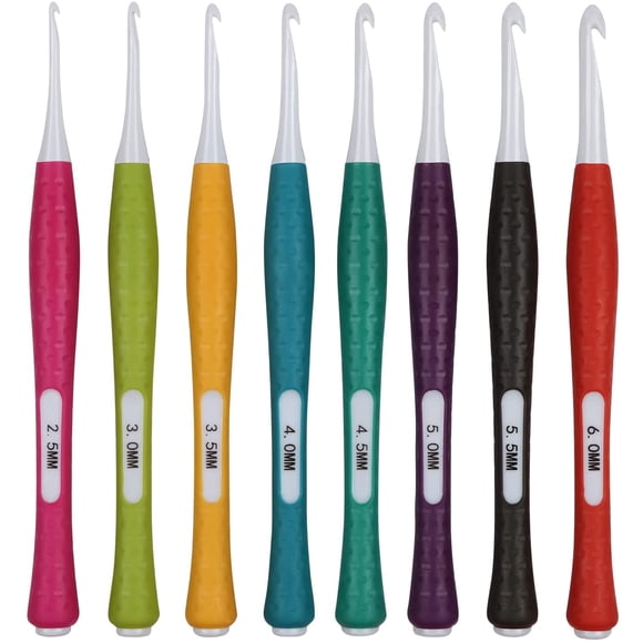 Ganchos de crochet ergonómicos JanHm juegos de ganchos de crochet de agarre suave 8 tamaños