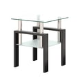 thumbnail image 5 of Tempered Glass End Table, Square Glass Side Table with Steel Pipe & Metal Legs, 2-Tier Modern Glass Nightstand for Living Room & Office(Clear Glass + Black Leg, Set of 1), 5 of 9