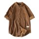 thumbnail image 1 of Camisas s Para Hombre Interior Camisas con botones de pana de primavera y verano para hombre, chaqueta informal de media manga con bolsillo (Khaki, 4XL), 1 of 5