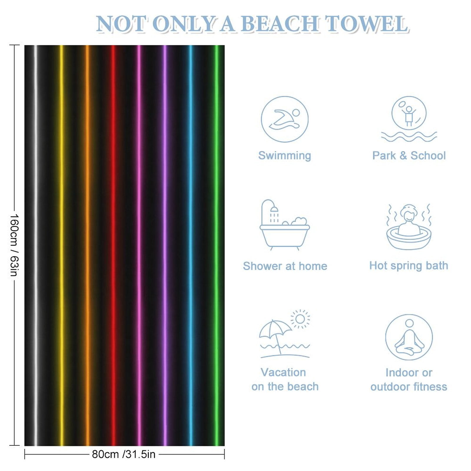 3D Abstract Lines Oversized -Washed Lightweight Quick Dry Beach Towels - 32"x63"