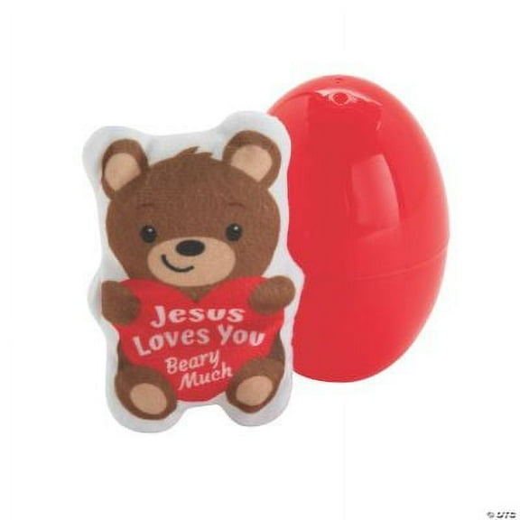 Jumbo Jesus Loves You Beary Much Stuffed Bear-Filled Easter Eggs, Easter, Toys, 12 Pcs