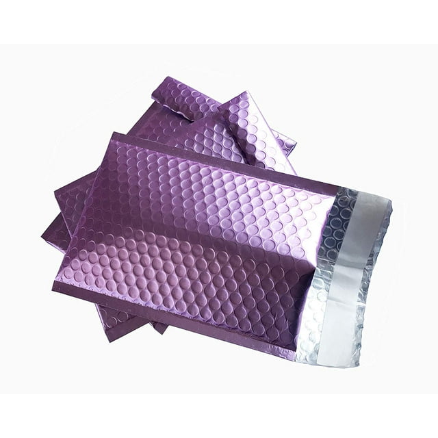 ProLine Matte Metallic Purple Bubble Padded Mailers 4x8 Inch Self Seal Padded Envelopes (10)