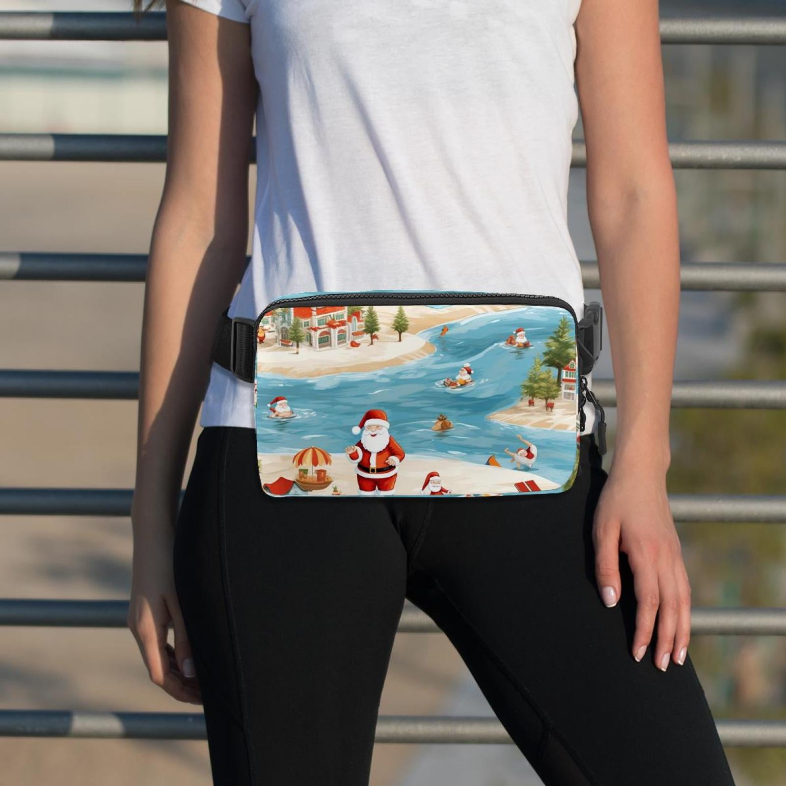Santa Claus Lightweight Adjustable Fanny Bag Running Belt Waist Pack with Extension Strap Unisex