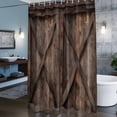 thumbnail image 6 of Farmhouse Shower Curtain, Brown Country Style Barn Door Distressed Wood Grain Waterproof Shower Curtain Set with 12 Hooks Lightweight Bath Curtains Fabric Bathroom Decor 36x72 Inches, 6 of 9