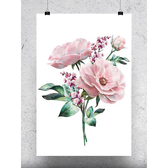 Watercolor Pink Flowers. Poster -Image by Shutterstock