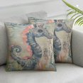 Cmefzd Underwater Animal Throw Pillow Cover Rustic Watercolor Seahorse