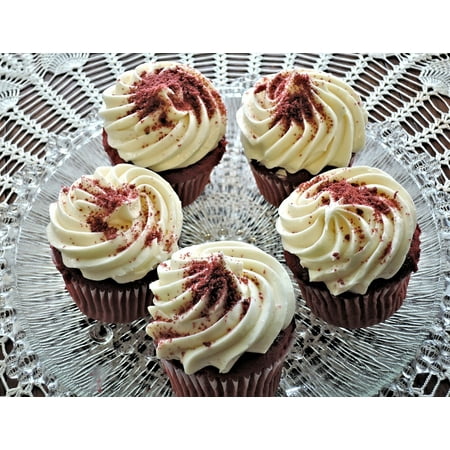 LAMINATED POSTER Red Velvet Cupcakes Cream Cheese Frosting Poster Print 24 x