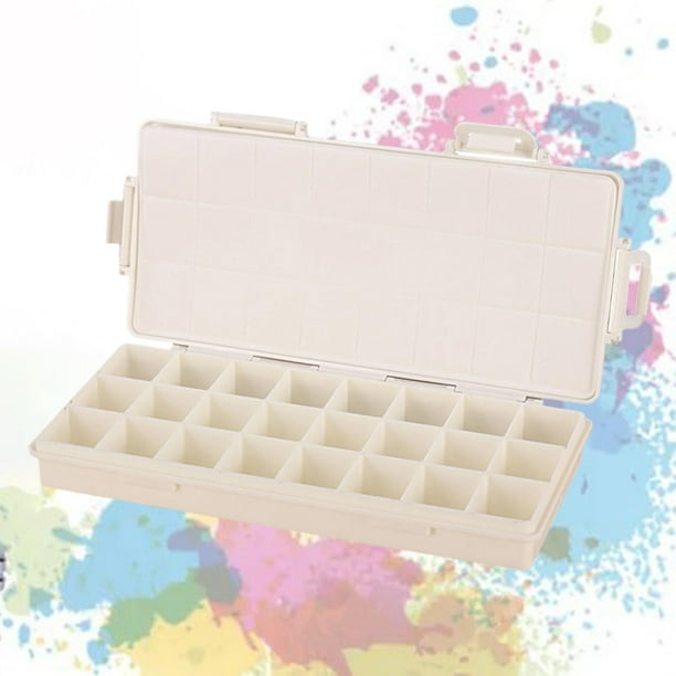 Caja de pintura para acuarela con tapa, estuche hermético, 24 compartimentos para pinturas acrílicas y al óleo, pigmentos para decoración de uñas.