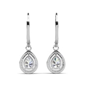 Cate & Chloe Izzy 18k White Gold Plated Drop Earrings with Simulated Diamond Crystals Gift for Women