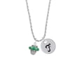 thumbnail image 2 of Delight Jewelry Silvertone Crystal Green Spinner Silvertone Script Initial Disc - F - Charm Necklace, 20"+3", 2 of 4