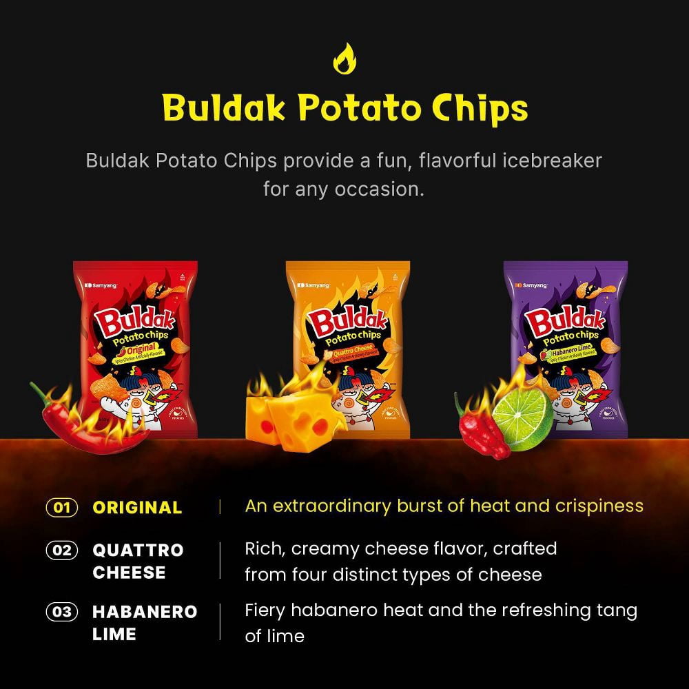 Pack of 12 Samyang Chips Potato Buldak Original 4.23 oz
