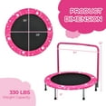 thumbnail image 2 of Compact 36” Kids Trampoline, Foldable Fitness Rebounder with Safety Pad, Indoor Exercise Equipment for Small Spaces, Supports Adults, Pink, 2 of 6