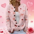 thumbnail image 2 of Cardigan Sweaters for Women Hemlock Heart Cardigan Sweater for Oversized Valentine Cardigan Cute Love Print Open Front Knit Sweaters Coat With Pockets Sweater, 2 of 6