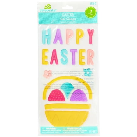 Way To Celebrate Easter Basket Gel Clings, 1 Sheet