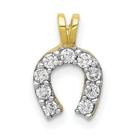 Horseshoe Italian Charm - 10k Yellow Gold Small Cubic Zirconia Cz Horse Shoe Pendant Charm Necklace Good Luck Italian Horn Animal For Women