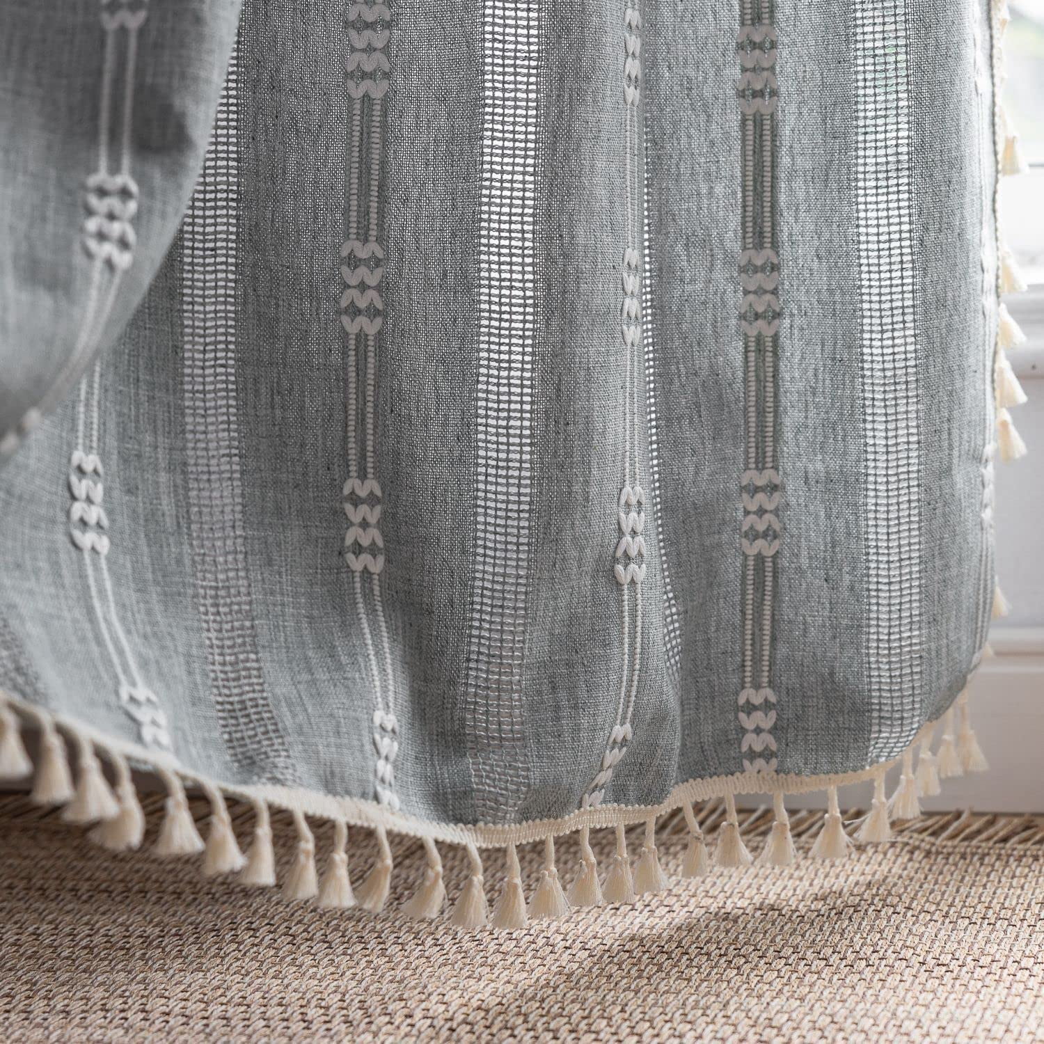 NixiYa Boho Curtains for Bedroom Gray vintage curtains Living room 52" W x 84" L