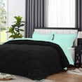 thumbnail image 2 of DNG Creations 5 Piece Reversible Diamond Pattern Comforter Solid - 100% Egyptian Cotton, 800 TC ( Oversized Queen - Size ) All-Season 550 GSM ( Aqua-Blue/Black Colour ), 2 of 7