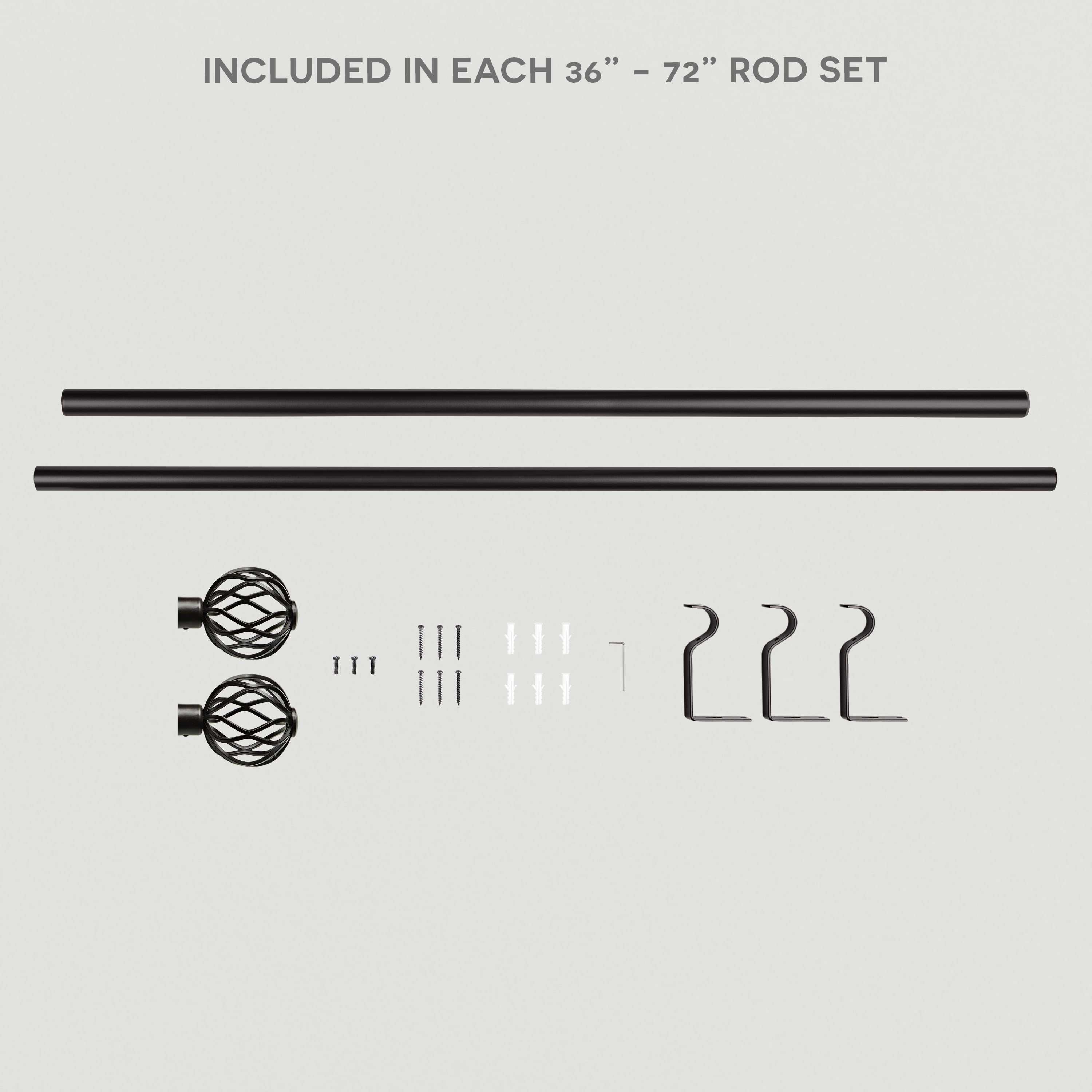 Exclusive Home Ogee 1" Curtain Rod and Finial Set, Matte Bronze, Adjustable 36"-72"