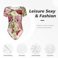 thumbnail image 6 of Haiem Tulips Flowers Women's Crew Neck Short Sleeve Bodysuit Tops Stretchy Slim Basic-X-Large, 6 of 9