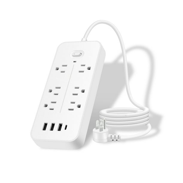 Power Strip with USB C, Cord 4 ft with 3 USB 6 AC Outlets 2000W, Wall